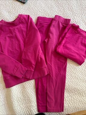 Kids Fuchsia Set - Soft sweatshirt, 2 leggings and long sleeve top